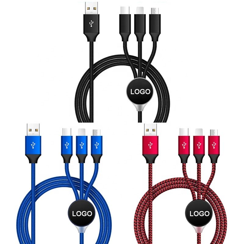 3 in 1 USB Charging Cable with USB 2.0 A male to Type c USB C Micro B fast charge Data Cord cables quick charger