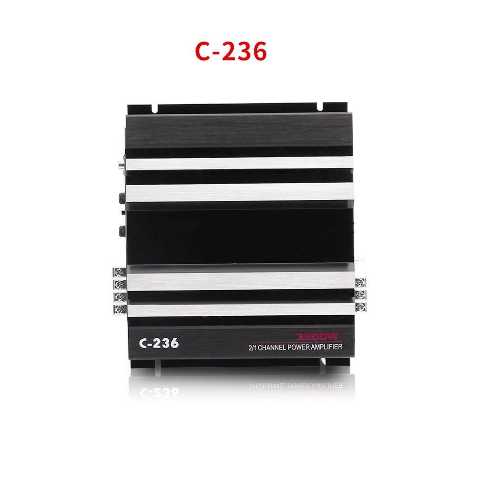 3800 W Car Amplifier 2 Channel Black Aluminum Alloy High Power Car Stereo Audio Power Amplifier for Car Subwoofer Durable