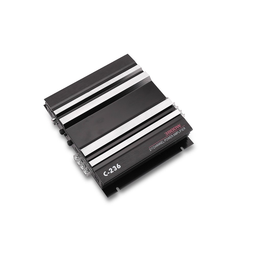 3800 W Car Amplifier 2 Channel Black Aluminum Alloy High Power Car Stereo Audio Power Amplifier for Car Subwoofer Durable