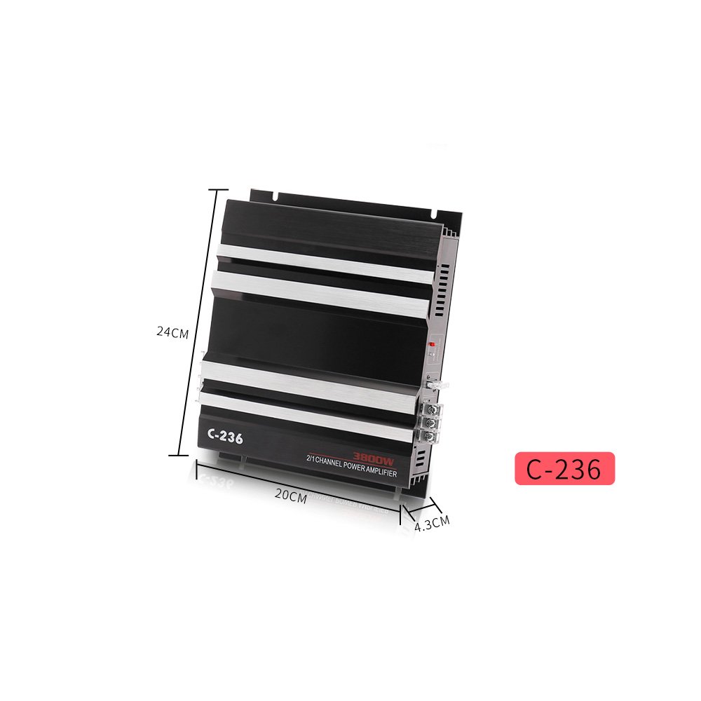 3800 W Car Amplifier 2 Channel Black Aluminum Alloy High Power Car Stereo Audio Power Amplifier for Car Subwoofer Durable