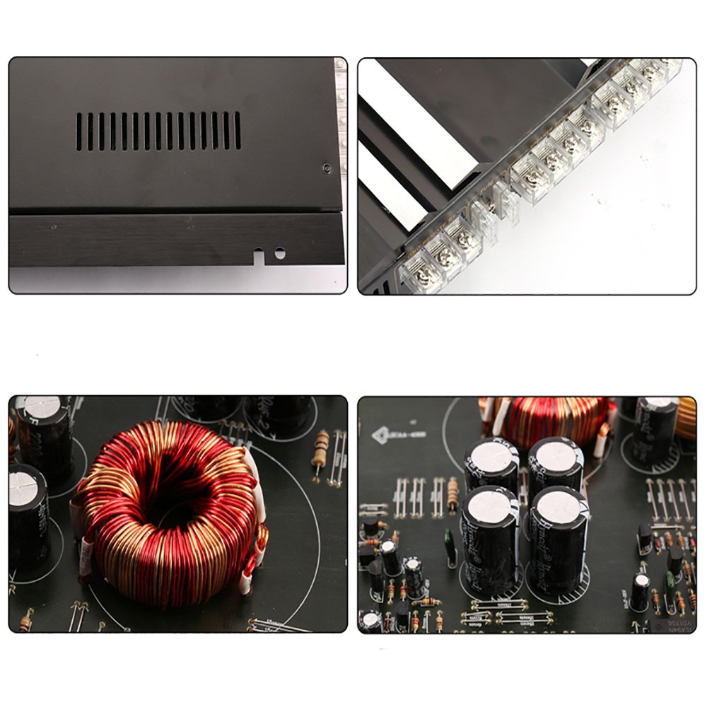 3800 W Car Amplifier 2 Channel Black Aluminum Alloy High Power Car Stereo Audio Power Amplifier for Car Subwoofer Durable