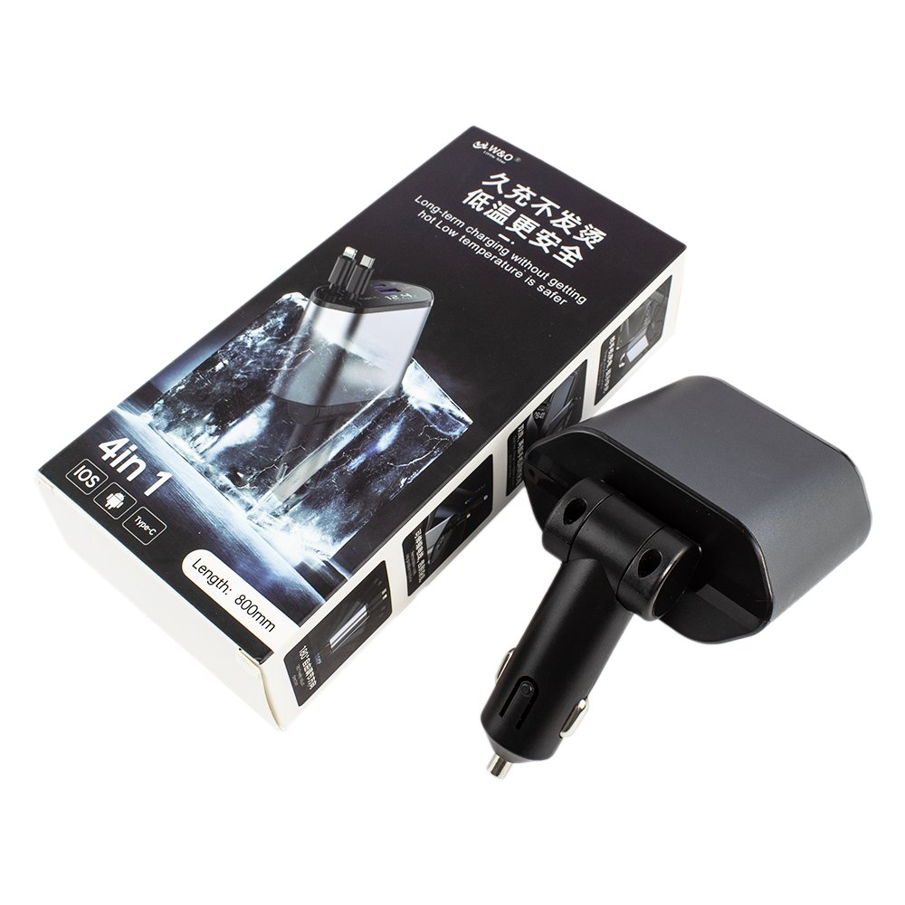 New Product 100W Fast Car Charging 4 in 1 Car Lighter Usb Port Universal Retractable Car Charging Adapter with Cable
