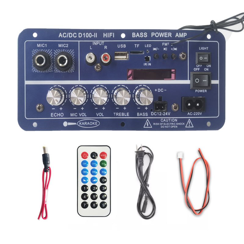Customizable 12V/24V/220V HI-FI Subwoofer Power Amp with USB Remote Control High-Power Amplifier Board Display Car Sound System
