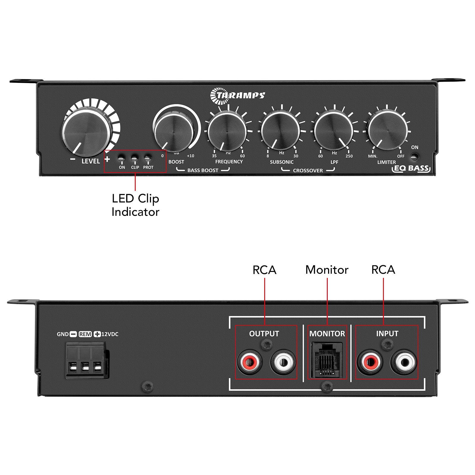 Taramps EQ BASS Digital Audio for Control Your Bass Volume with RCA Output Input Equalizer Remote Universal Bass Boost Limiter