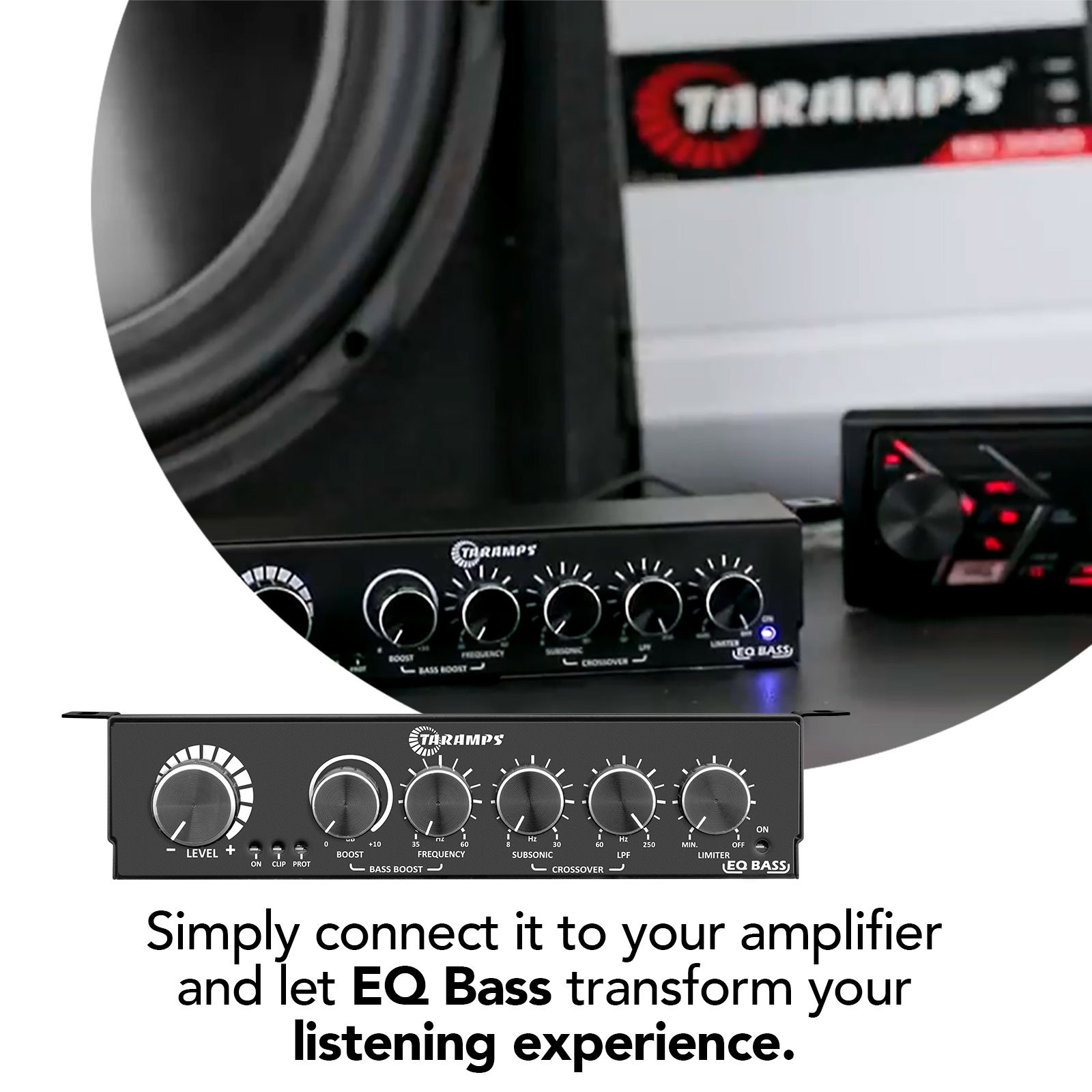 Taramps EQ BASS Digital Audio for Control Your Bass Volume with RCA Output Input Equalizer Remote Universal Bass Boost Limiter