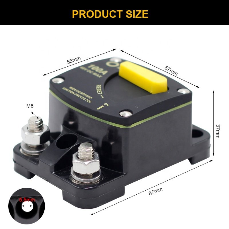 30A 50A 60A 80A 100A 150A 200A 250A 300A AMP Circuit Breaker Fuse Reset 12-48V DC Car Audio Amplifier Breaker Waterproof