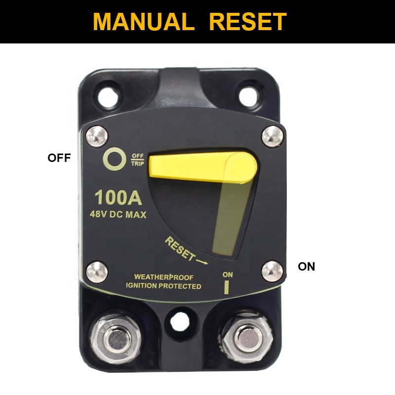 30A 50A 60A 80A 100A 150A 200A 250A 300A AMP Circuit Breaker Fuse Reset 12-48V DC Car Audio Amplifier Breaker Waterproof