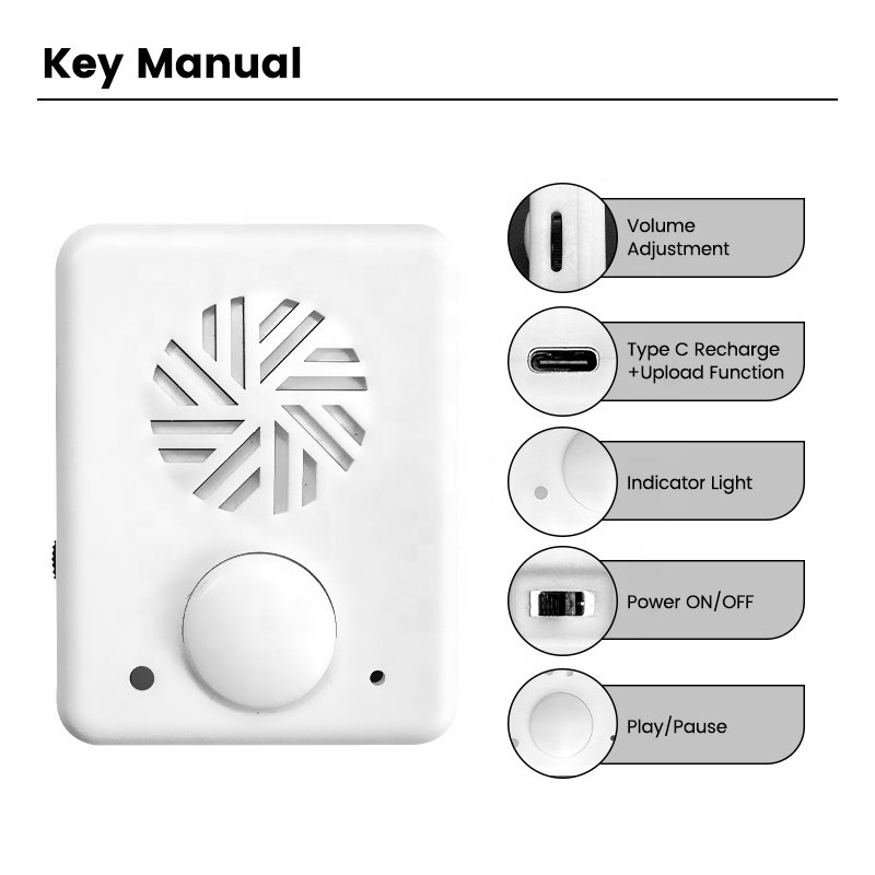 Rechargeable Plush Toy Sound Module Customize Long Time Recordable or Pre-recorded or USB Loading Audio Player