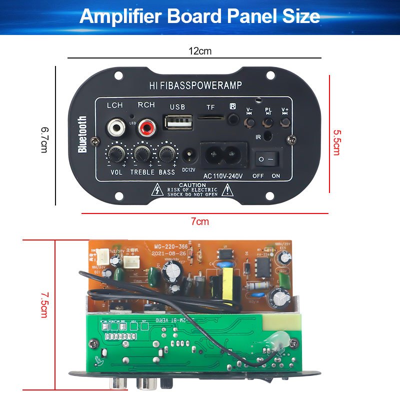 VIRE Mini Amplifier Receiver Outdoor Audio Sound Module Professional 15W Car Bluetooth Amplifier Board Subwoofer Power Amplifier