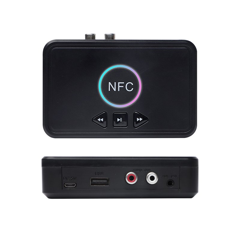 BT 5.0 Audio Receiver Adapter NFC 3.5mm RCA AUX Output Wireless BT Aux Stereo Receptor for Amplifier Speaker