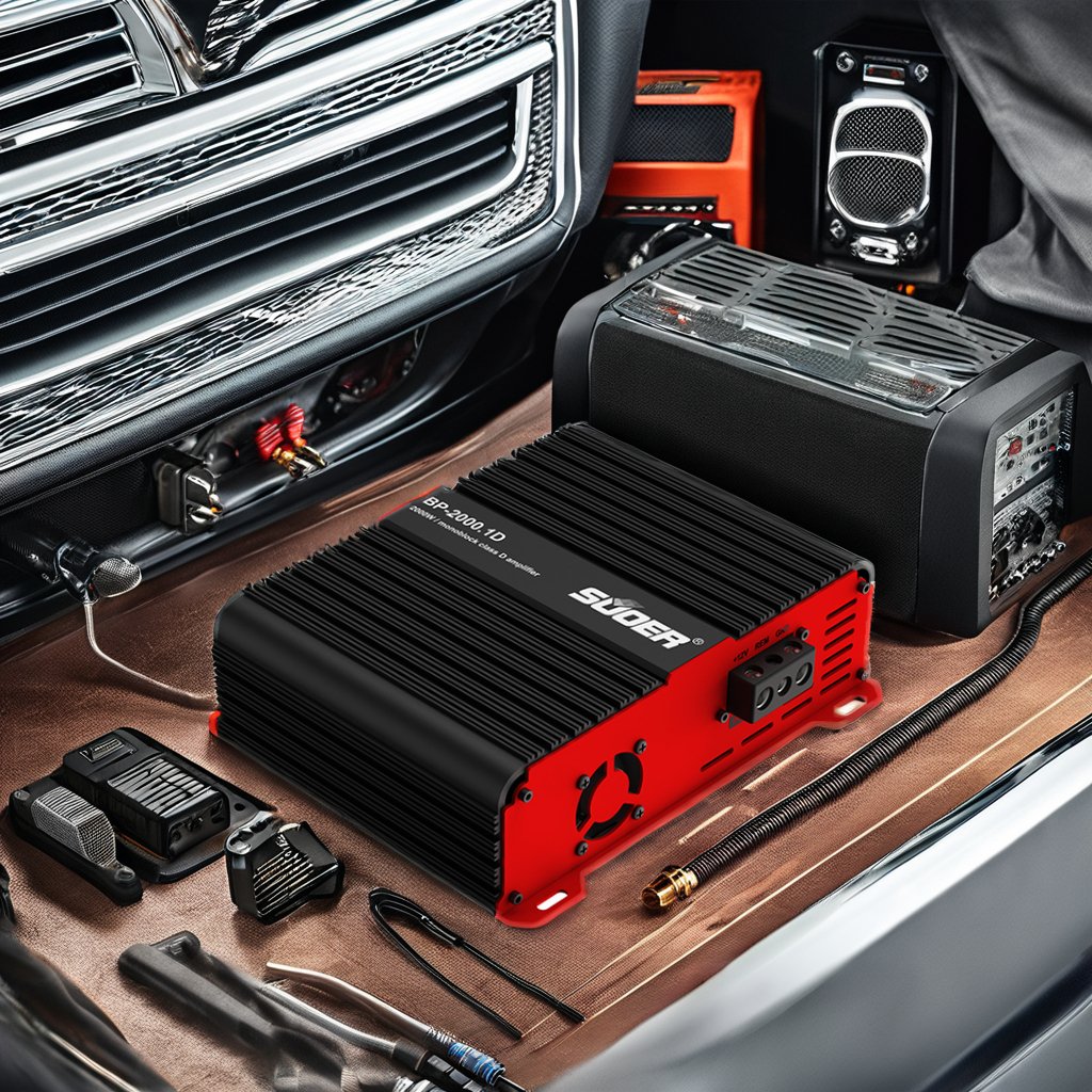 Suoer BP-2000 Monoblock Class D 2000 Watts RMS Power Car Amplifier with 12V Auto for Monochannel Cars Includes Crossovers