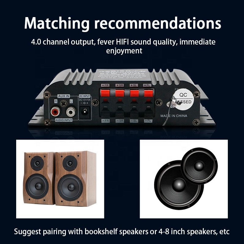 Factory Wholesale OEM ODM Professional Home Hifi Mini Digital Car Amplifier BT998 Audio 4 Channel Output