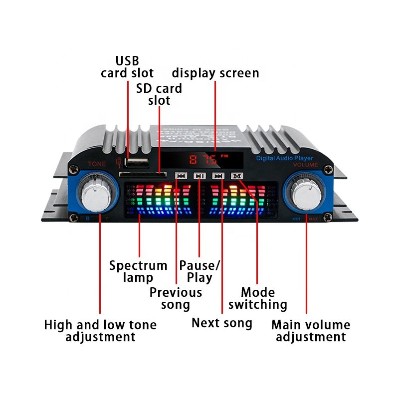 Factory Wholesale OEM ODM Professional Home Hifi Mini Digital Car Amplifier BT998 Audio 4 Channel Output