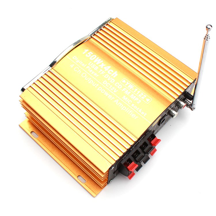 OEM Hifi Stereo Sound 12v Amplifiers 4 Channel Power Amplifier Led Audio Mode Digital Display with Usd Tf Fm Wireless BT Mic