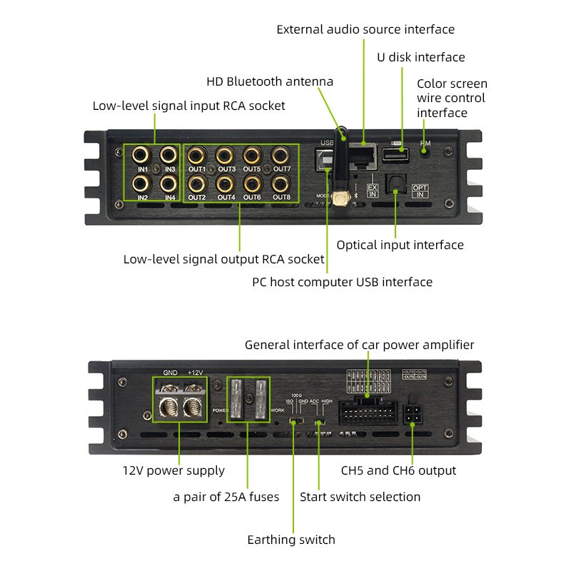 Sennuopu Audio Stereo Processor Dsp Per Car Audio 6 Channel Power Car DSP Amplifiers