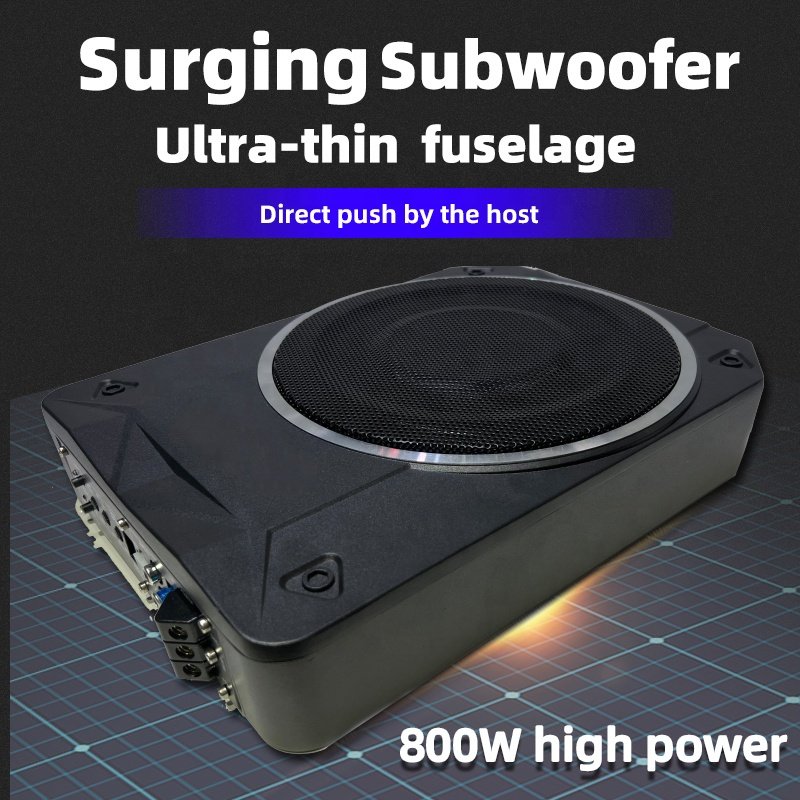 Ultra-thin Subwoofer 10 Inch 4ohm 800W 12V DC Car Audio Speaker Subwoofer Aluminium Alloy Underseat Subwoofer Car with Amplifier
