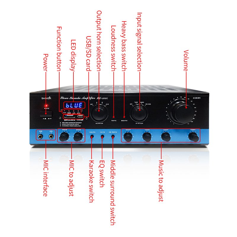 AV-502C Stereo Home Theatre Receivers & Amplifiers Professional with USB/SD/FM/BT Manufacture Amplifiers