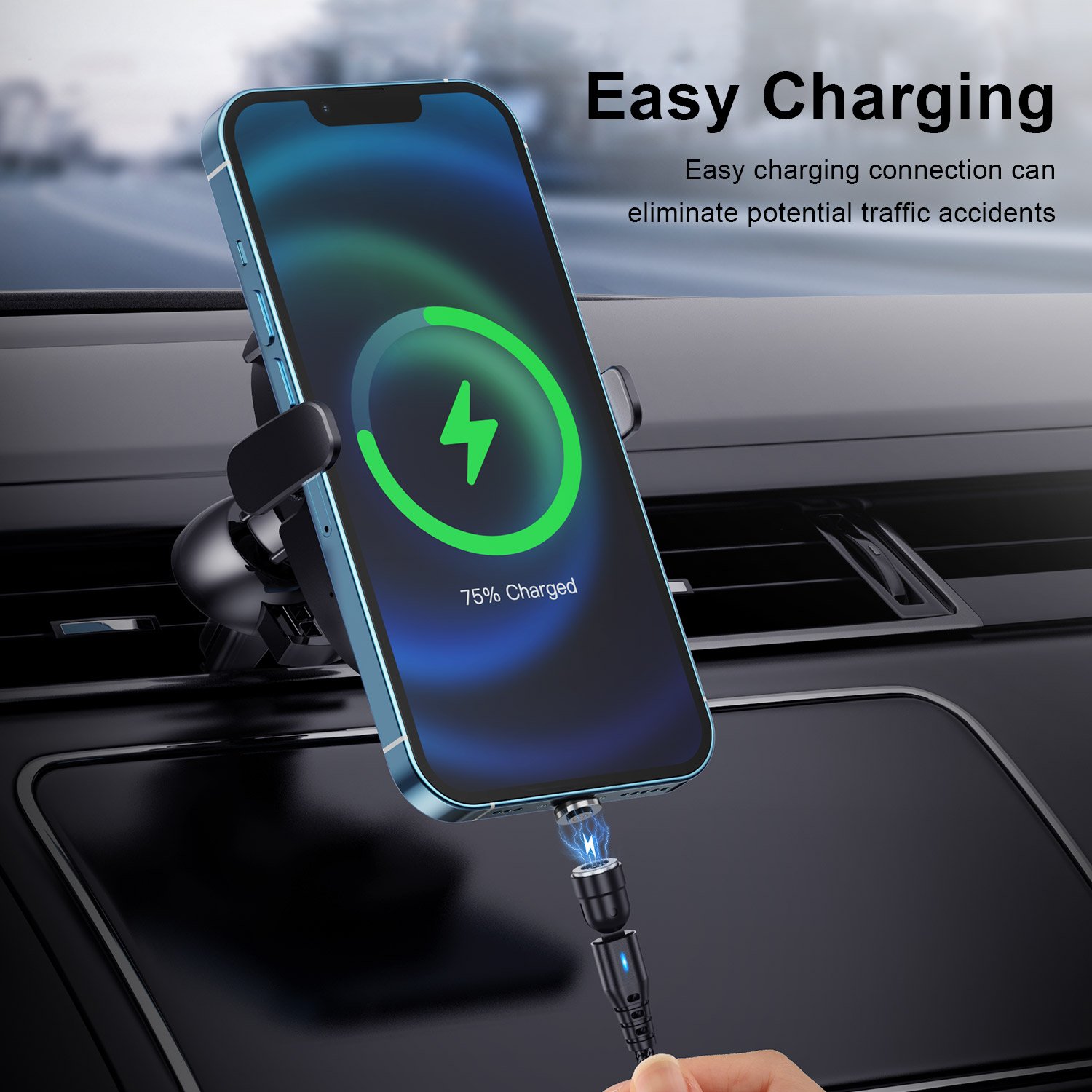 USLION 1M Magnetic 3 in 1 USB Cable 540 Rotate Type C Fast Charging Magnetic USB Cable Data Cables Micro USB Phone Accessories