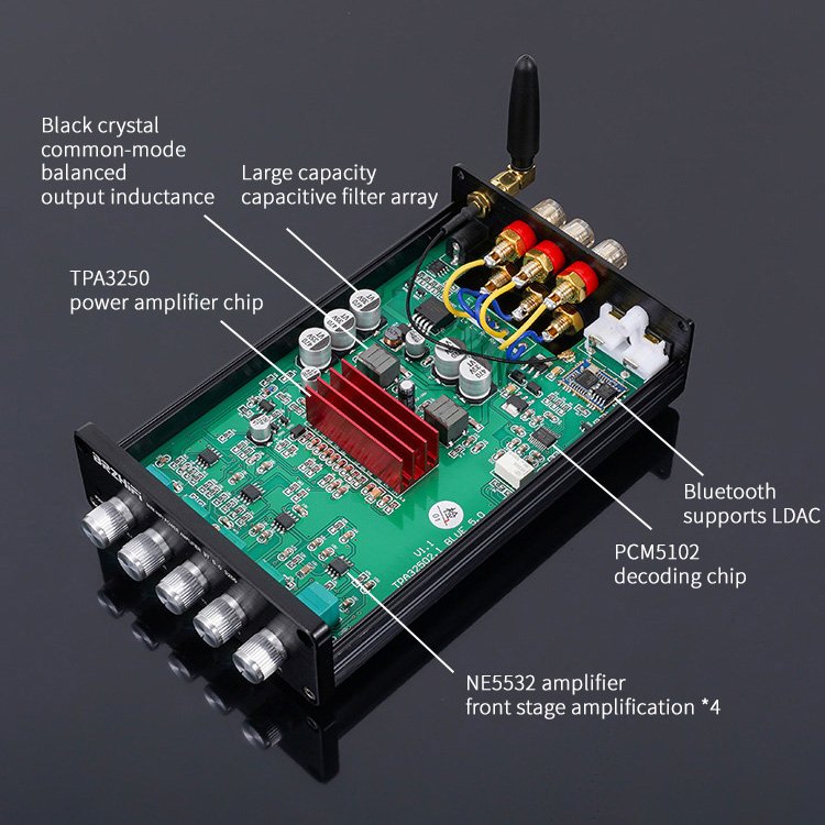 BRZHIFI DP1 2.1 Channel HIFI Digital Power Amplifier TPA3250 Chip BT5.0 Best-selling Car Audio Power Amplifier