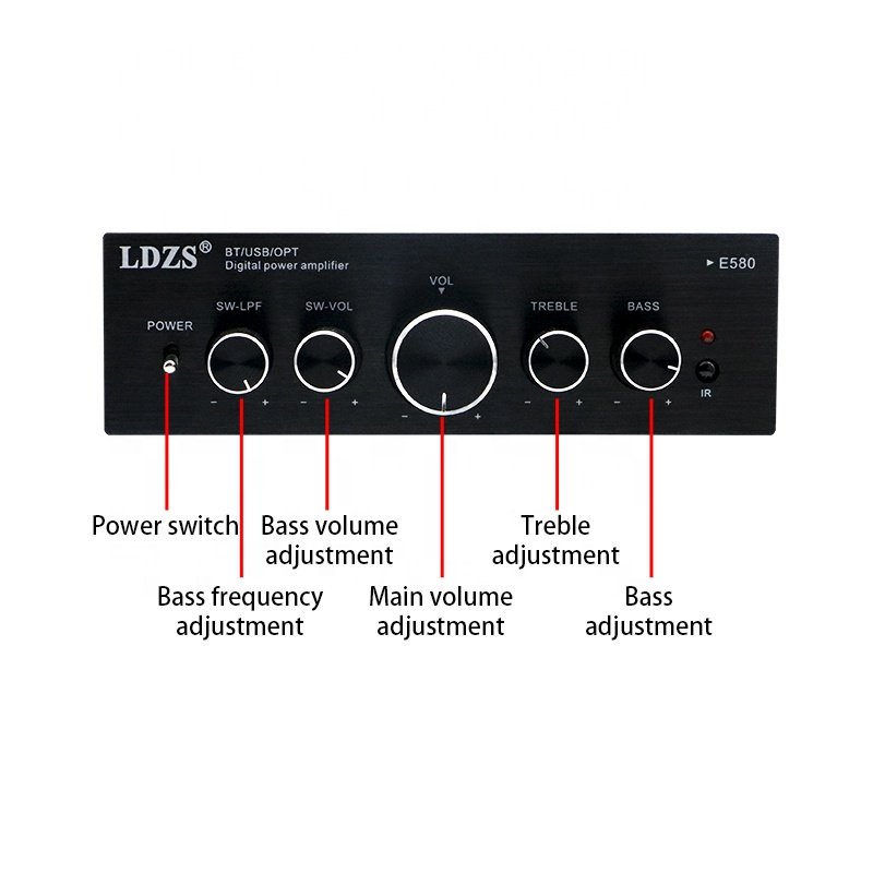 LDZS BT 5.0 HIFI Power Amplifier 100Wx2 Channel 2.1 Home Car Digital Audio AMP USB U-disK TF Music Player