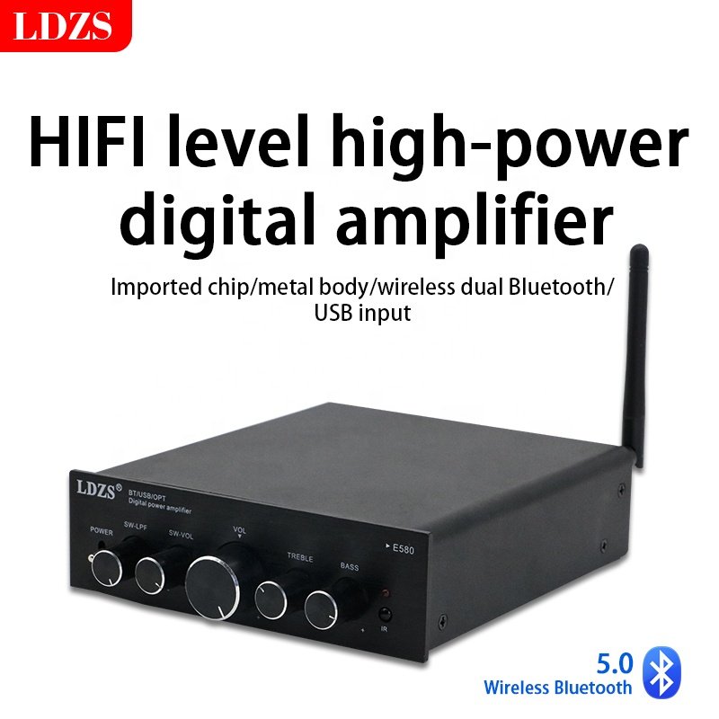 LDZS BT 5.0 HIFI Power Amplifier 100Wx2 Channel 2.1 Home Car Digital Audio AMP USB U-disK TF Music Player