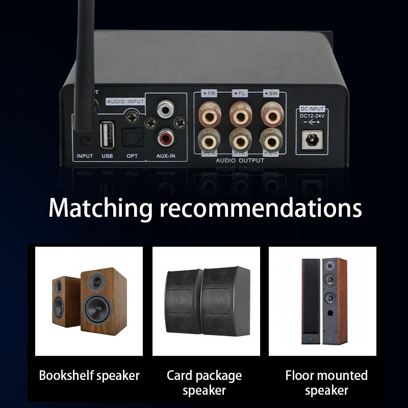 LDZS BT 5.0 HIFI Power Amplifier 100Wx2 Channel 2.1 Home Car Digital Audio AMP USB U-disK TF Music Player