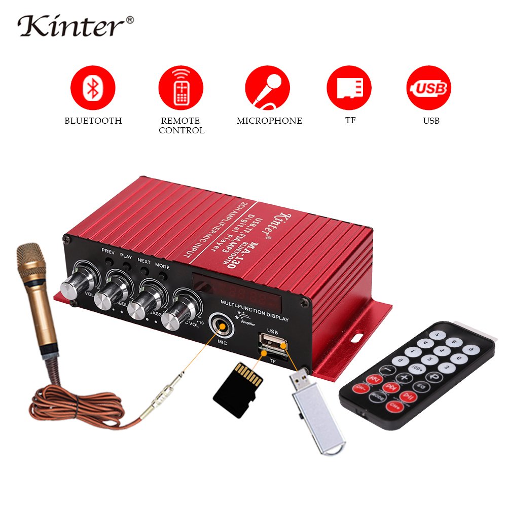 DC 12V Household BT Clear Audio 2.0 Channel Stereo Sound Home Car Mini Power Amplifier