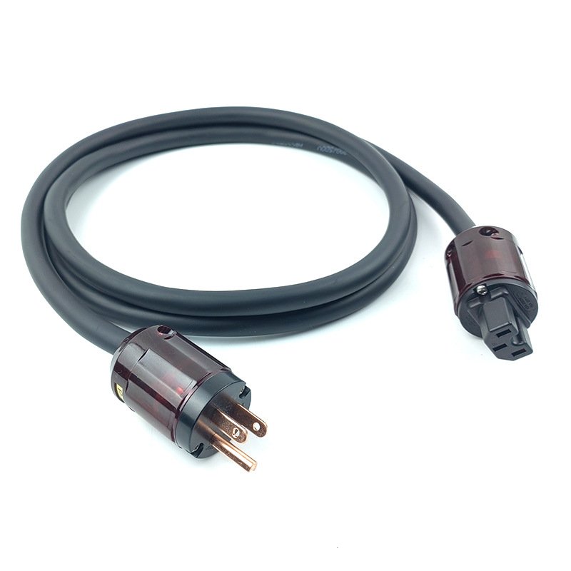 HiFi Pure Copper Audio Power Cord American Standard GB RCA Connector Video Car Amplifier Power Cable Gallbladder Filter 5mm