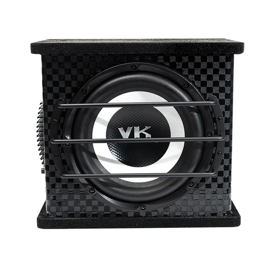 VK Q10 10 Inch 250W Wooden Cabinet Car Subwoofer 12V Aluminum Panel Big Magnet Alpine Subwoofer for Cars