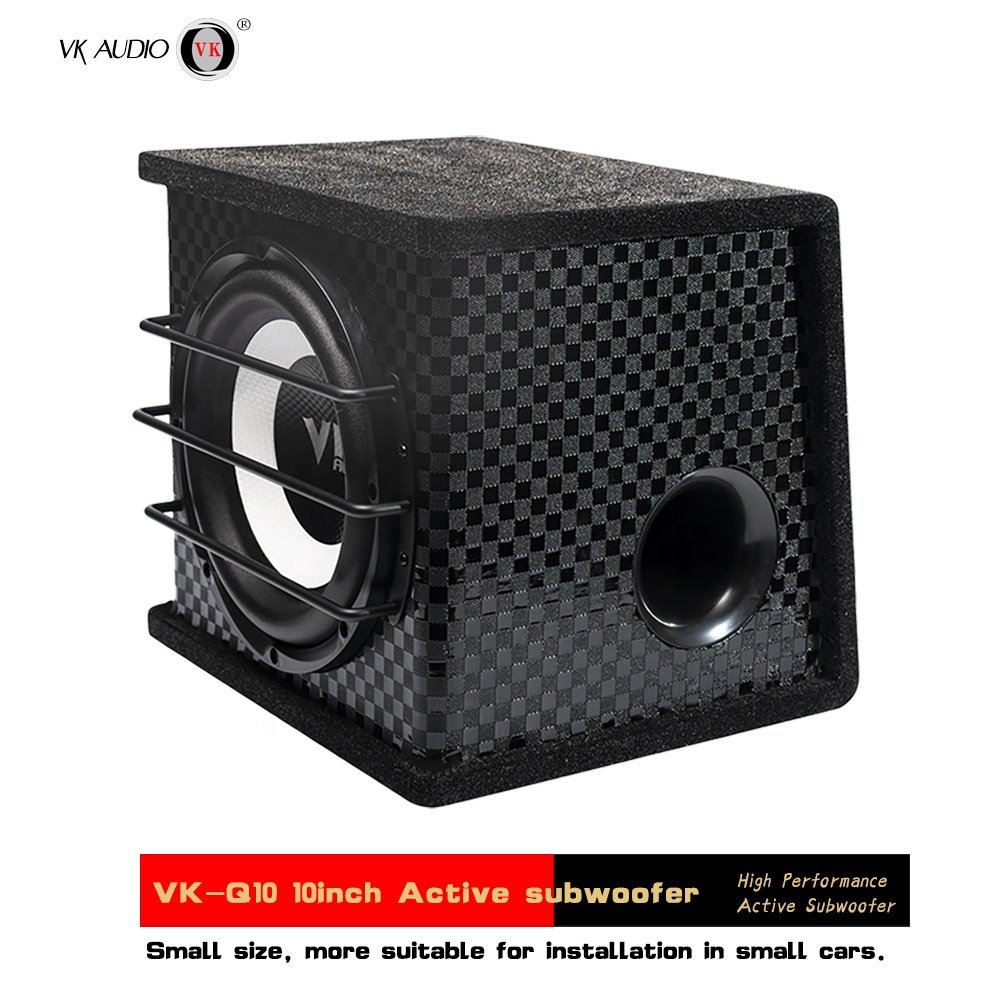 VK Q10 10 Inch 250W Wooden Cabinet Car Subwoofer 12V Aluminum Panel Big Magnet Alpine Subwoofer for Cars