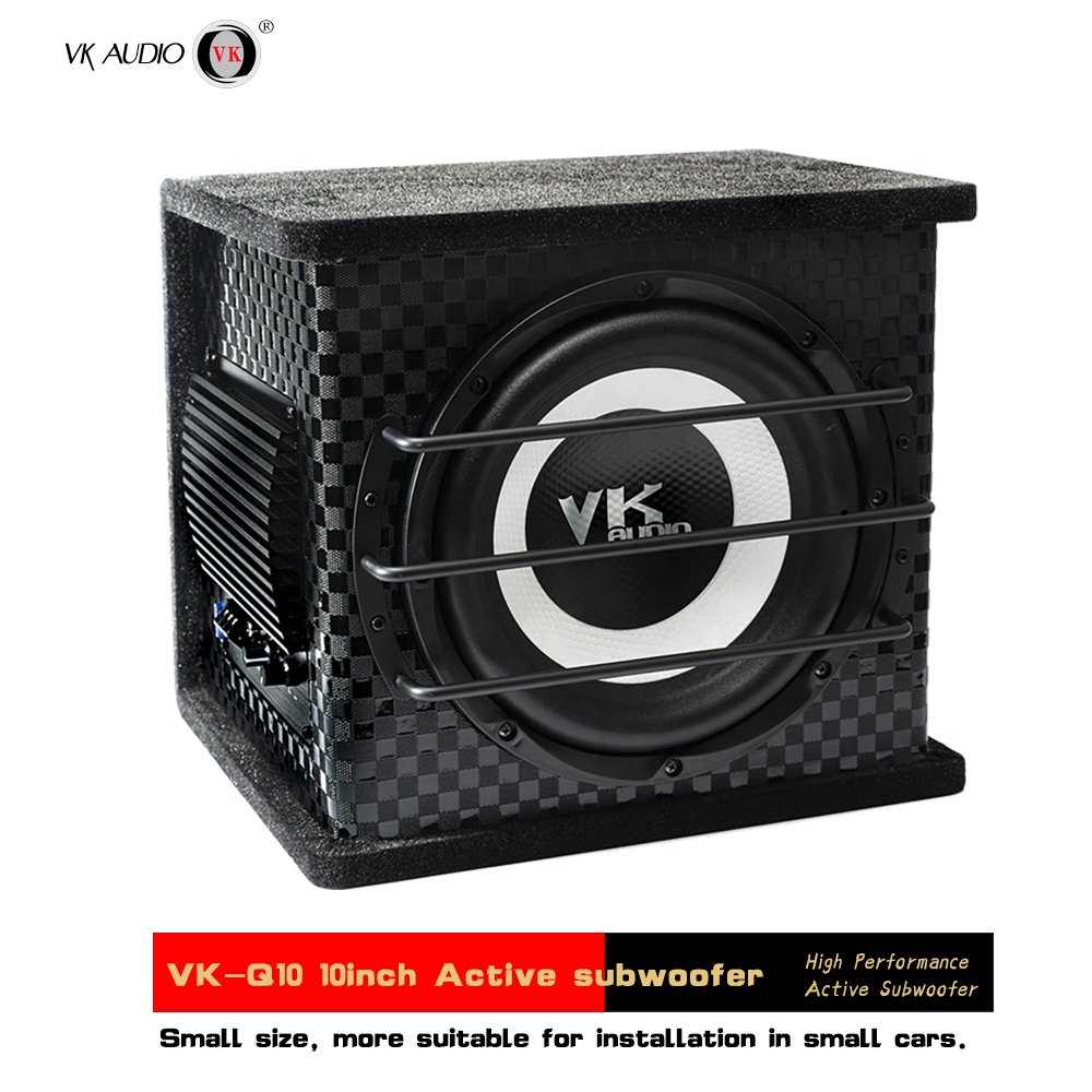 VK Q10 10 Inch 250W Wooden Cabinet Car Subwoofer 12V Aluminum Panel Big Magnet Alpine Subwoofer for Cars