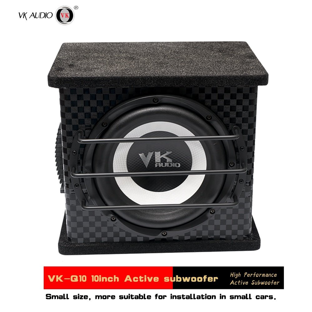 VK Q10 10 Inch 250W Wooden Cabinet Car Subwoofer 12V Aluminum Panel Big Magnet Alpine Subwoofer for Cars