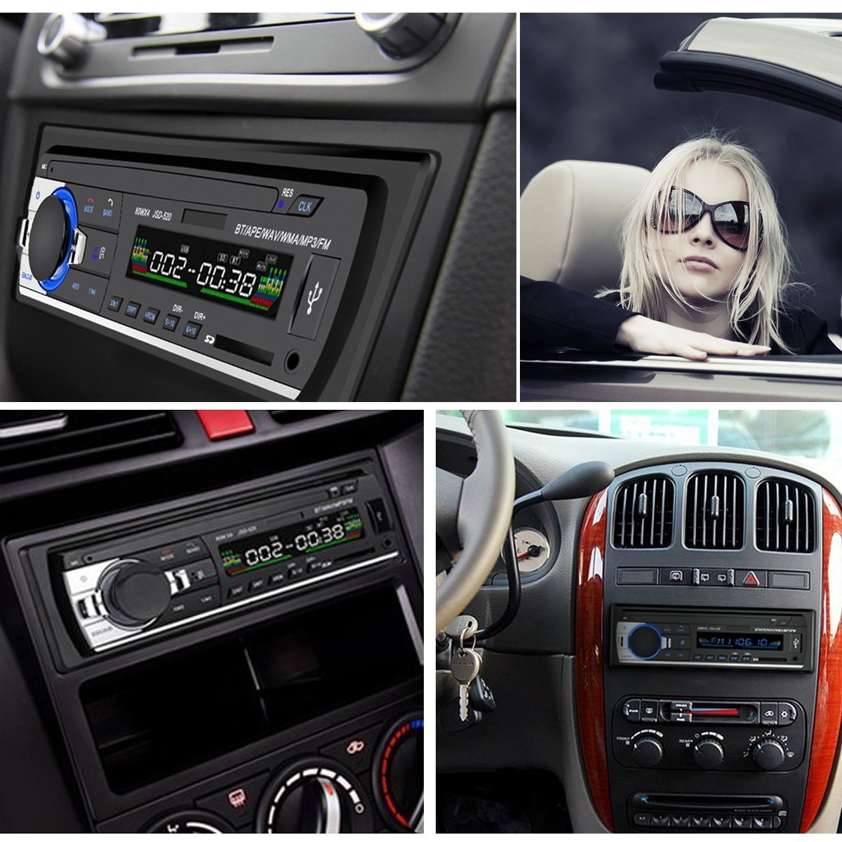 1Single Din SD Car MP3 Player JSD-520 Car Stereo Radio FM Aux Input Receiver USB With BT Audio