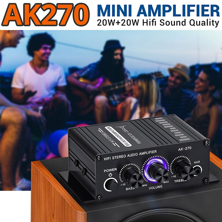 12V Mini AUX Blue-tooth HiFi 2 Channel 20w+20w Bass Dj Amp Power Class d Subwoofer Home Audio Car Amplifier