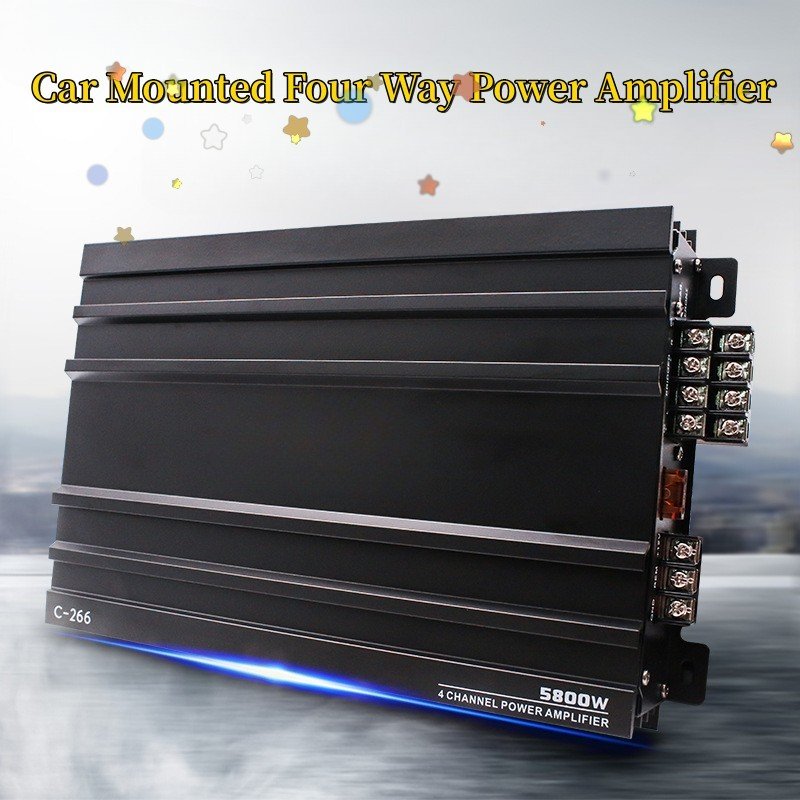 4-Channel 12V Car Power Amplifier Class A/B Digital Stereo Surround Passive Subwoofer Audio Player for Cars Max 5800W