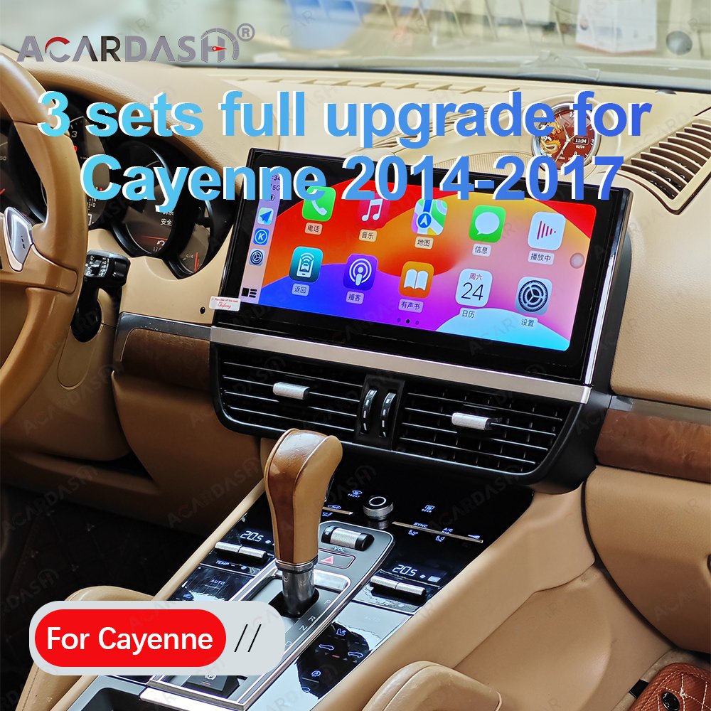 ACARDASH 2024 Full Upgrade of New Digital Saddle Central Control Digital Clock and Android Head Unit Porsche Cayenne 2014-2017