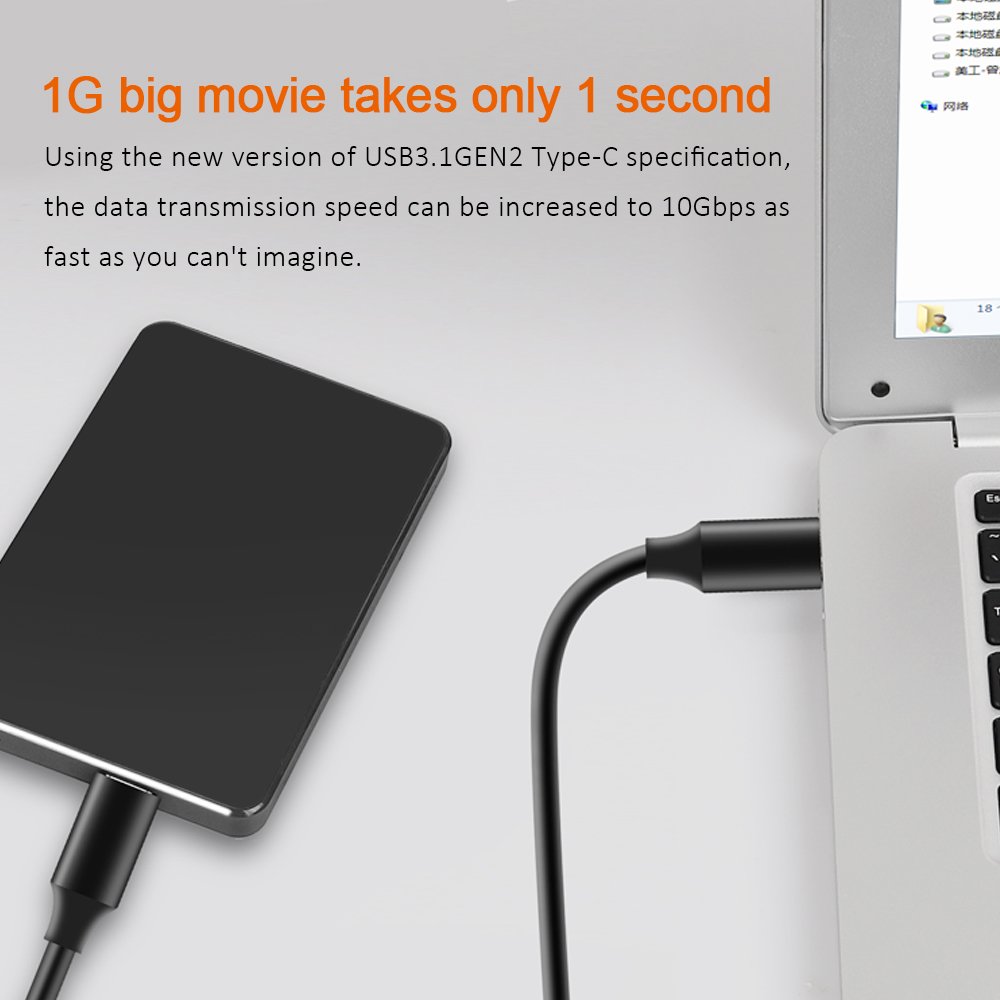 1M 3.2 GEN2 Metal Shell Aluminum C-Type Cable Fast Charging Video Audio Transmission Cable with Braid Shielding