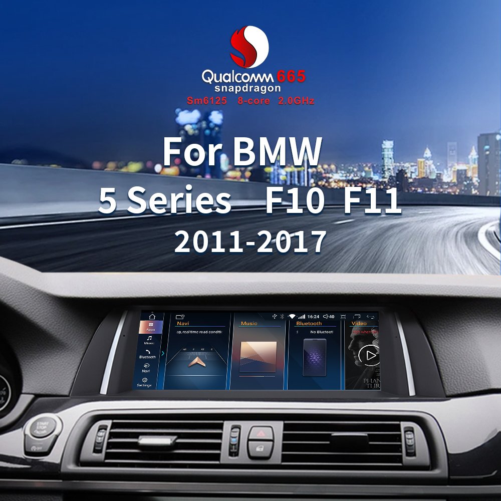 10.25 Inch Wireless Carplay Auto Qualcomm 665 Car Digital Dashboard Multimedia Video Player Radio for BMW 5 Series F10 F11