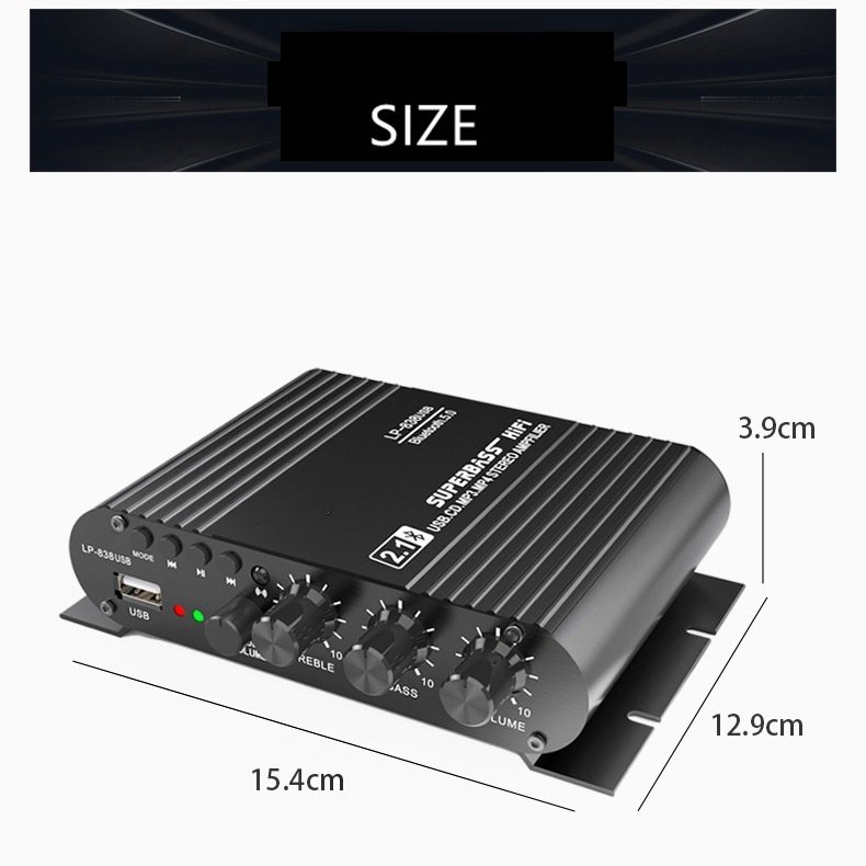 LP-838 Car Power Audio Amplifier Heavy Bass 2.1 Channel Receivers & Amplifiers 12V