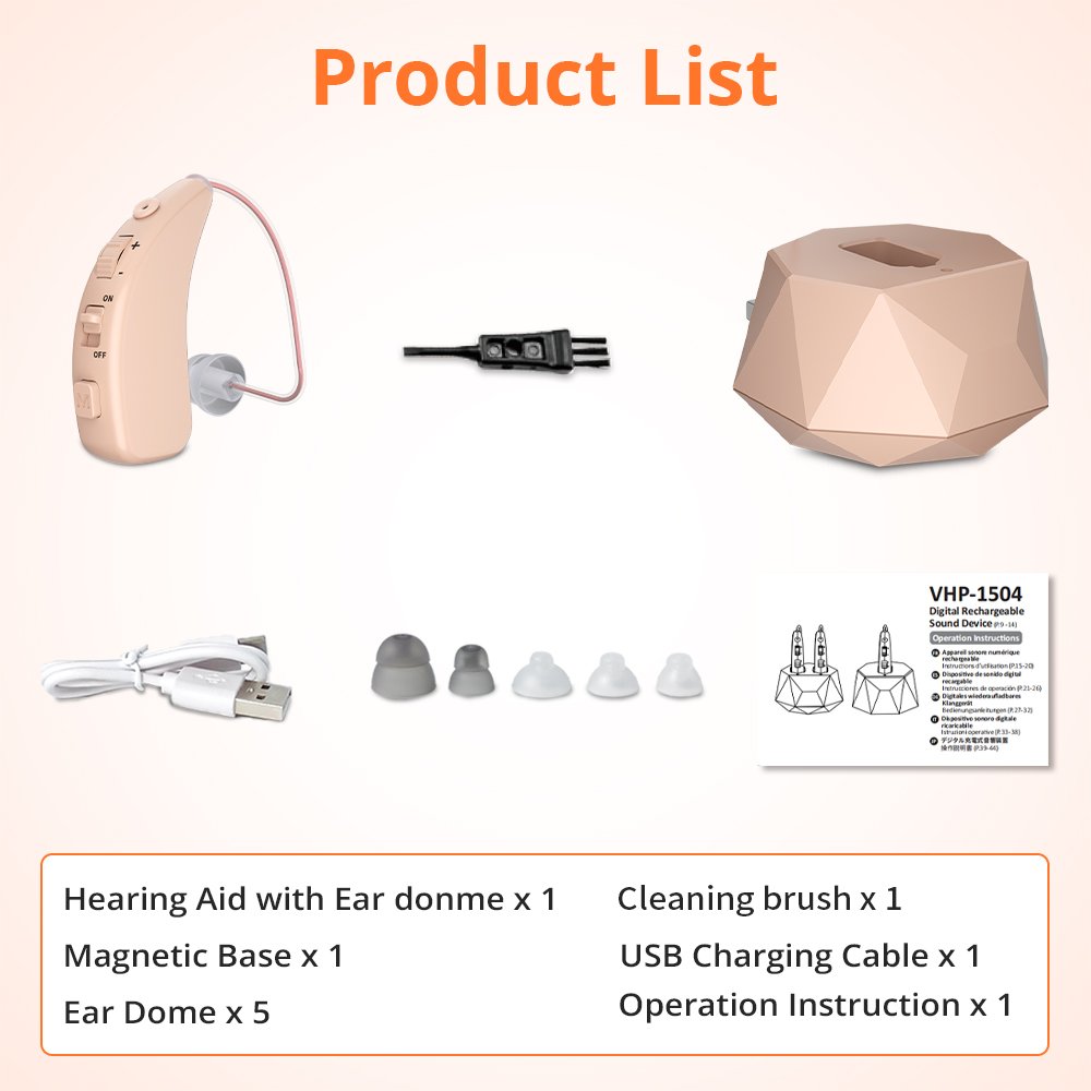 VOHOM 100% Digital high quality hearing aid for Seniors New Product Earphones rechargeable hearing amplifier