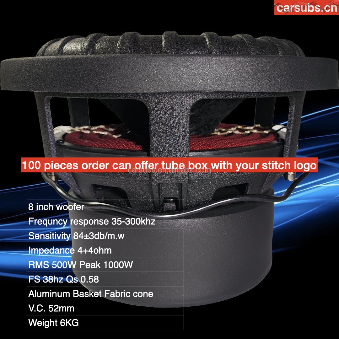Car Audio Subwoofer Amplifier 8 Inch Competition Sub RMS 500W Strong Punch JL Bass Speaker 8" 1000W Peak Car Amplifier