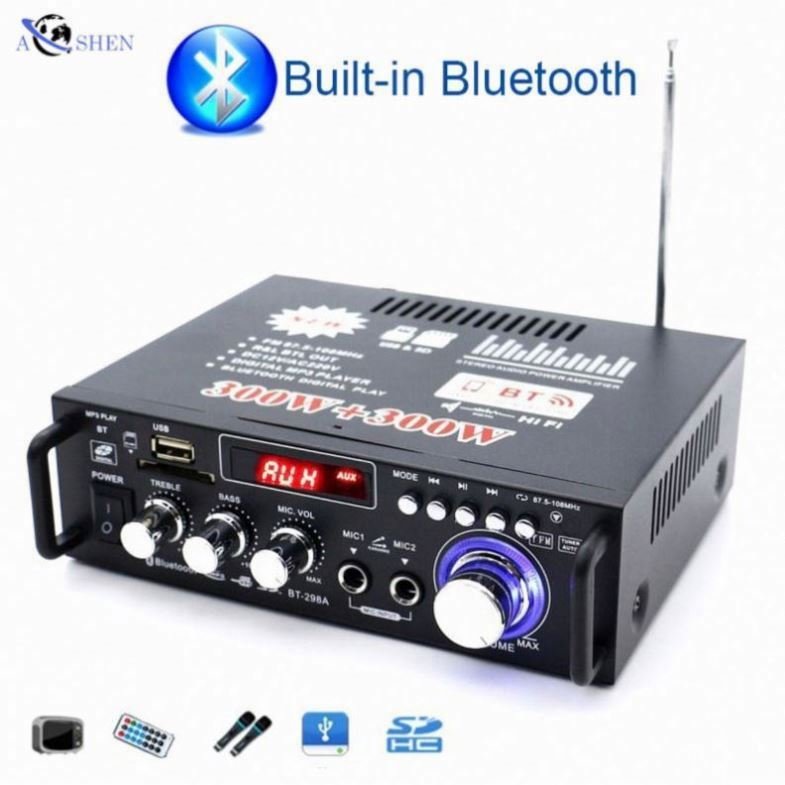 Warehouse BT298A Stereo Power Amplifier Hifi Radio 2channel Car Sound FM Bt Amplifier OEM Good Voice Nice Sound