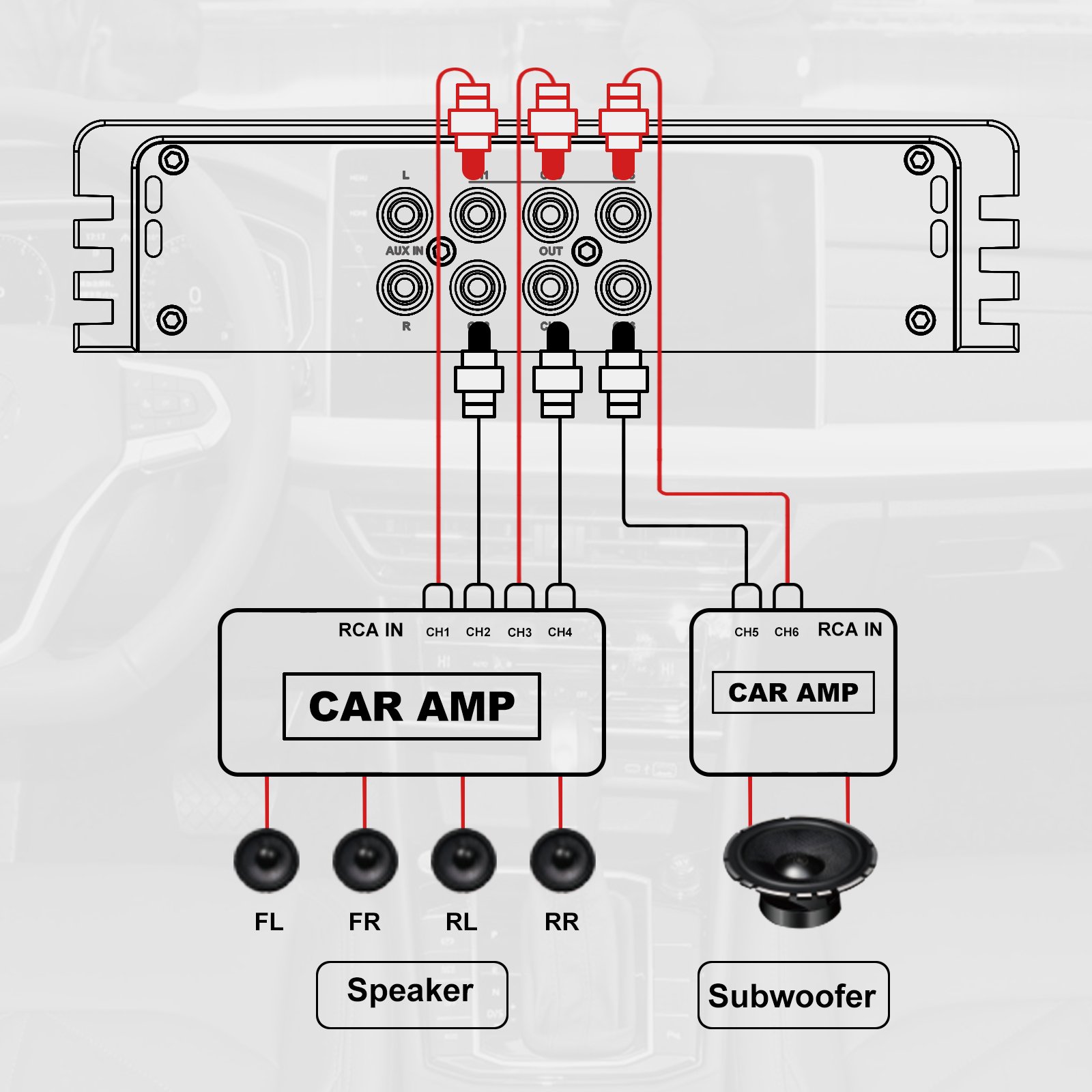 AudioWinner E46.4A Factory Directly Car Amplifier DSP Processor 4 Channel Powered Amplifier with Digital Signal Processor