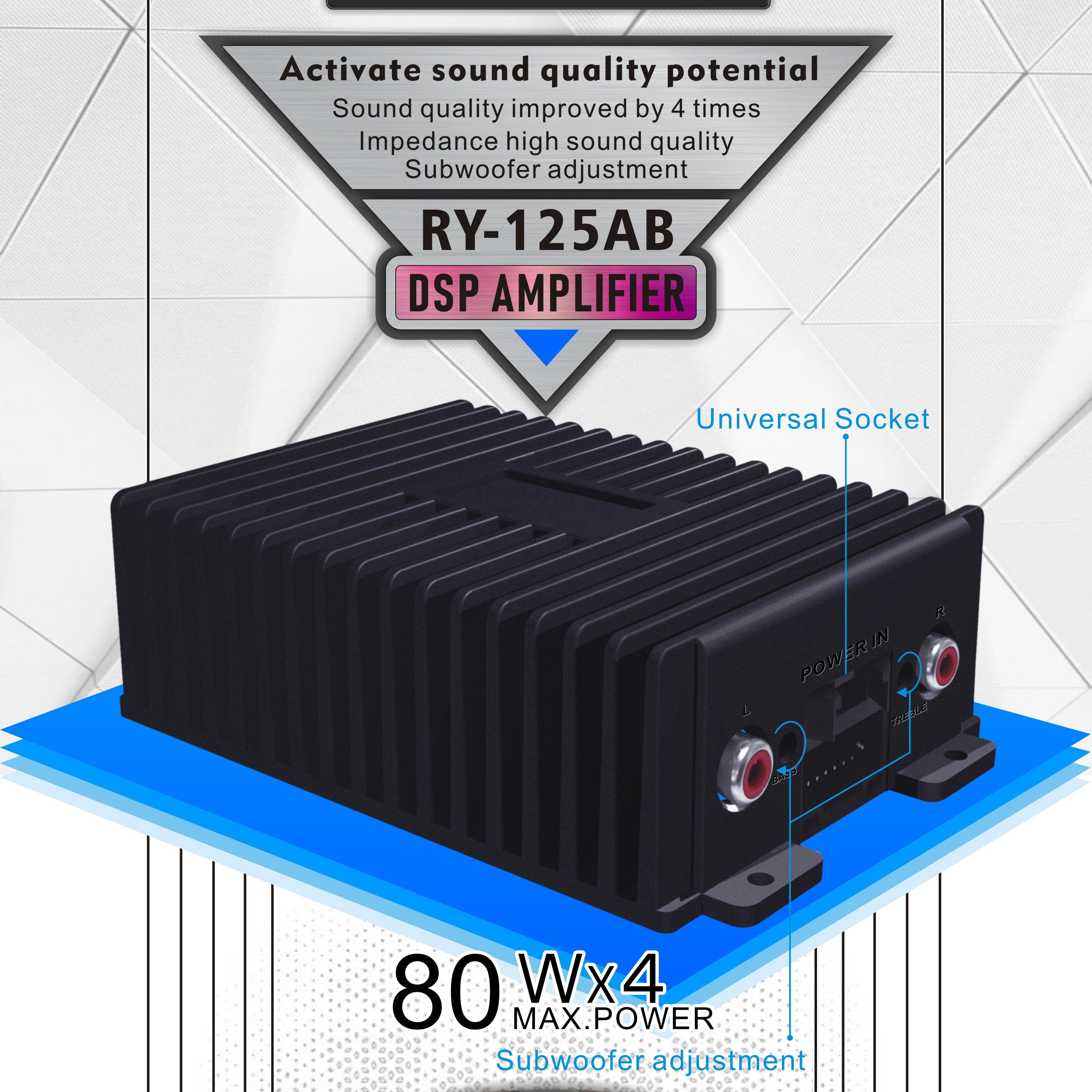 YZG AB Class 12V Digital Equalizer Sound System Bass Woofer Subwoofer 7500W IC 4 Channel Speaker DSP Audio Car Amplifier