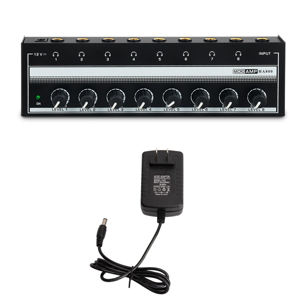 HA800 Eight-way Monitoring Earphone Amplifier Earphone signal Distributor One in Eight Out Monitoring Power Amplifier