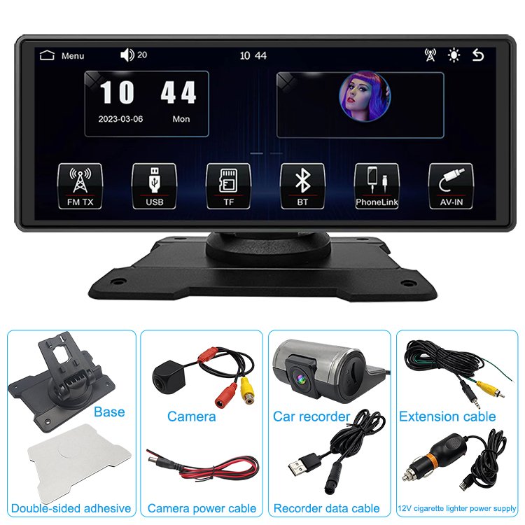9.3inch Wireless Carplay Portable Navigation Display Car Radio Video Player with Dash Cam DVR Night Vision Drive Recorder
