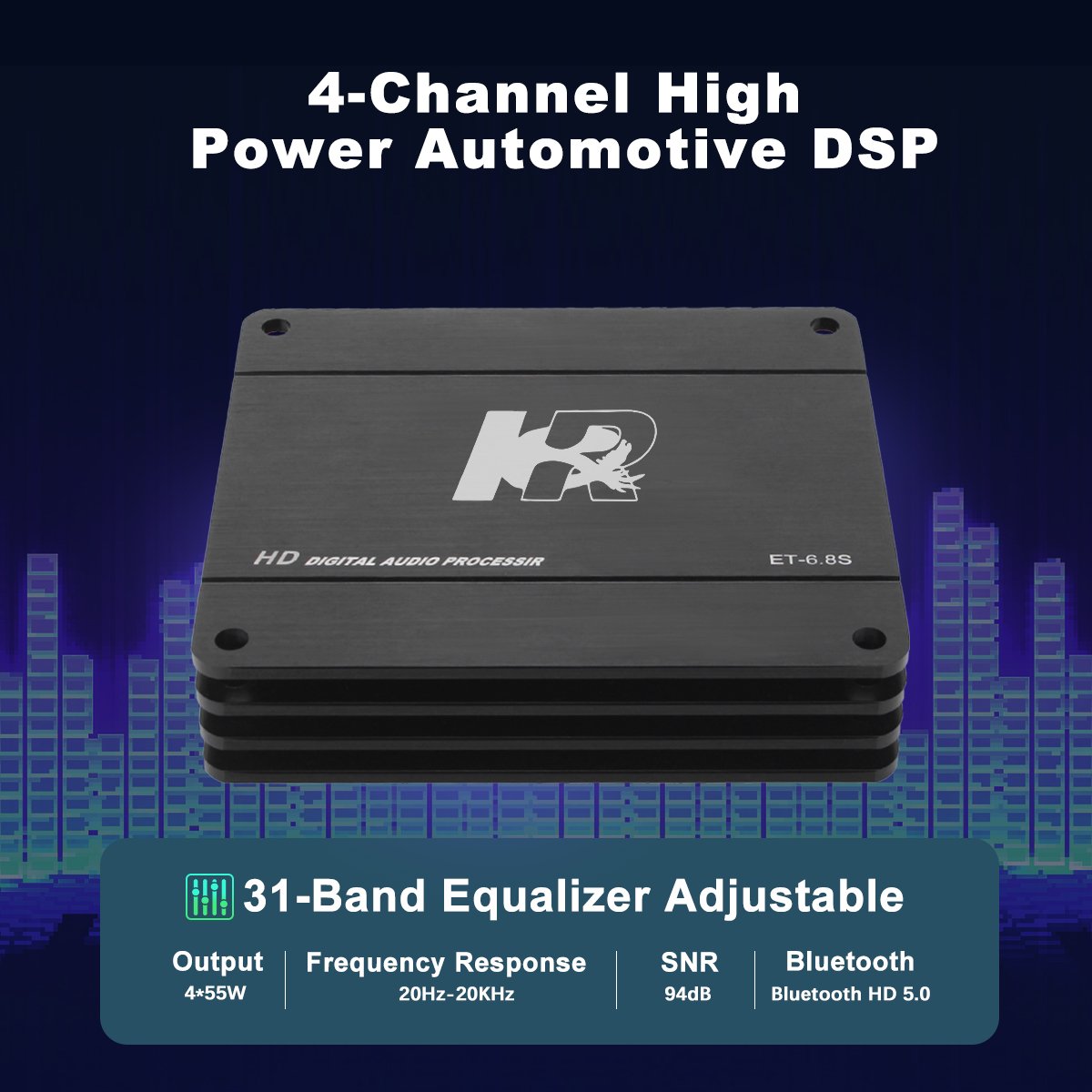 Zeming NK-6.8S 4 Channel Car Sound Power Amp Digital Processor Class AB Amplifiers Car Dsp Amplifier