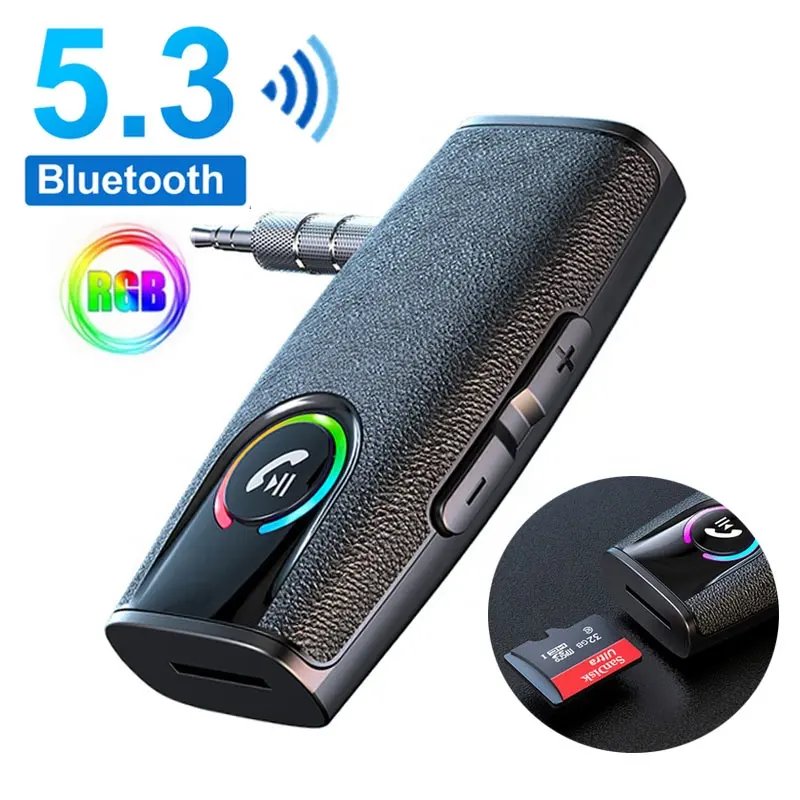 New 2-in-1 Wireless Bluetooth 5.3 Transmitter and Receiver 3.5mm Auxiliary Audio Car Adapter Durable Plastic Material