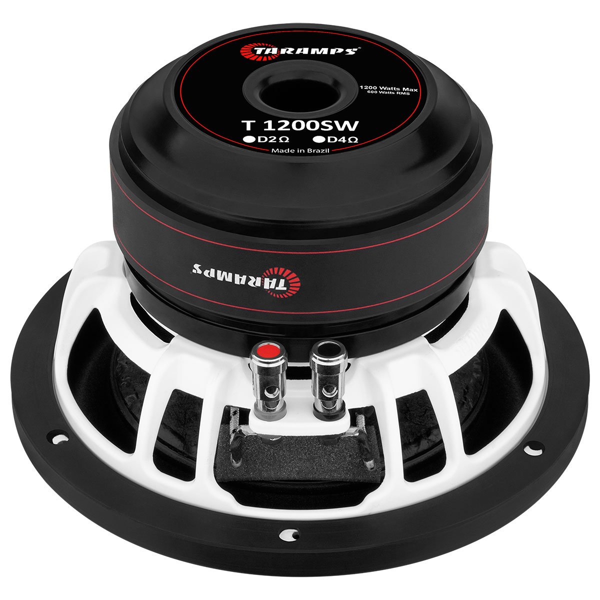 Subwoofer Taramps 8" T1200SW D2 or D4 Ohms Car Audio Speaker 600 Watts Rms 1200W Max White Color Loudspeaker 8 Inches Powerful