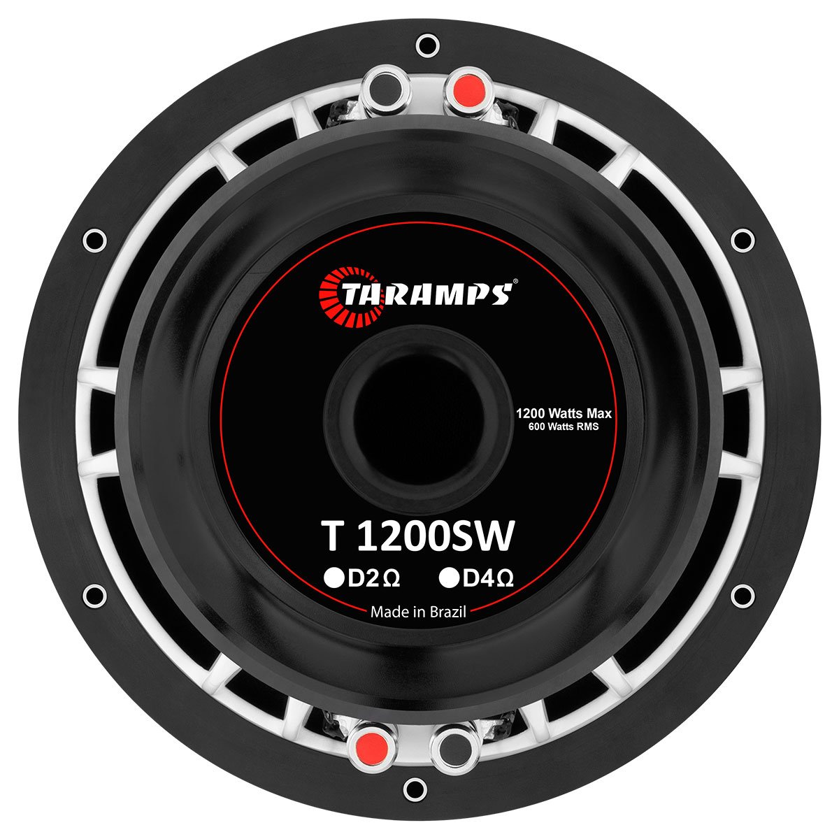 Subwoofer Taramps 8" T1200SW D2 or D4 Ohms Car Audio Speaker 600 Watts Rms 1200W Max White Color Loudspeaker 8 Inches Powerful